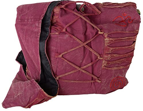 Vishes Damen Yogitasche Stonewash Tragetasche Umhängetasche Damentasche Beuteltasche Baumwolle dunkelrot