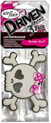 airflair Lufterfrischer Driven Girl Skull 3er-Set (Blumiger Duft) – Langanhaltender Auto Duft für die Lüftung – Auto Duft Innenraum mit angenehmem Dufterlebnis – Frischer Duftbaum Auto