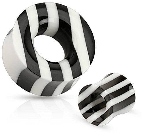 Tapsi´s Coolbodyart® Double Flared Tunnel Büffel Horn Knochen Schwarz Weiß gestreift 19mm