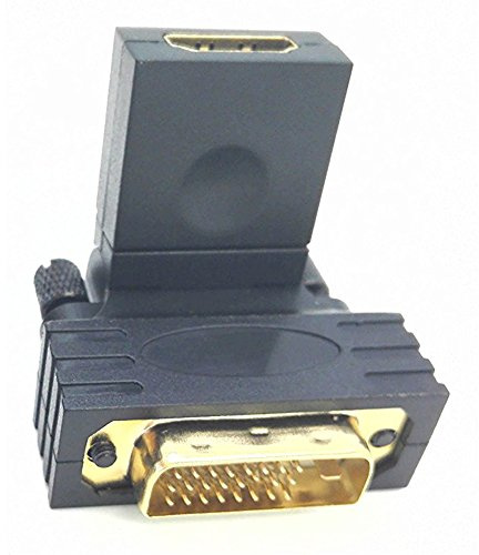 zdyCGTime Giratorio Twist ángulo 360 Degree rotación Chapado en Oro DVI-I Dual-Link 24 + 1 Macho a HDMI Hembra Adaptador (Negro)