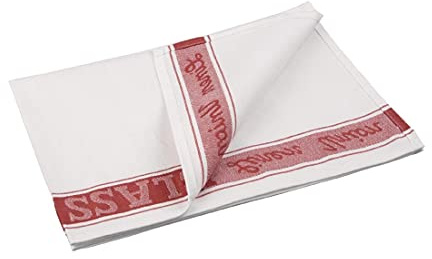 Vogue Glass Cloth Red Border - 760x510mm 30x20 | Towel size 30x20 is ideal for swift, lint-free glassware drying, ensuring a smear-free polish in commercial kitchens.
