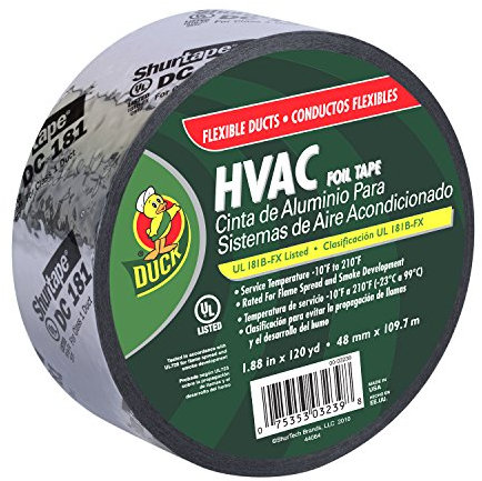 Duck Brand 673753 HVAC UL 181B-FX Listed Foil Tape for Flexible Ducts, 1.88-Inch by 120 Yards, Single Roll, Silver by Duck
