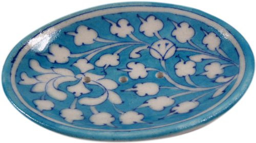 Guru-Shop Porte-savon en Céramique Peint à la Main n° 3, Turquoise, 3x13x10 cm, Porte-savon