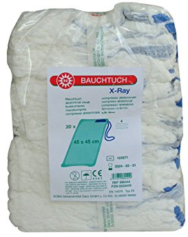 BAUCHTUCH 45x45 cm 4fach weiß o.Schlaufe 20 Stück