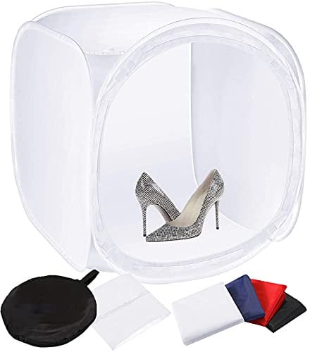 32 Zoll/80 cm, Foto-Studio, Licht, Würfel-Set, weiche Diffusionsbox mit 4 Farben, Hintergründe (Dunkelblau Weiß Schwarz) für Fotografie (80 x 80)