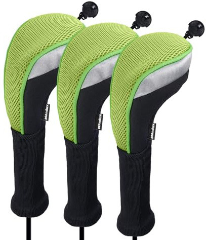 Andux 3pcs/Pack Long Neck Golf Hybrid Club Head Covers Dial No. Tag CTMT-02 Green
