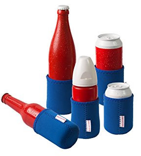DRESS-YOUR-DRINK Neopren Multikühler, Dosenkühler, Getränkekühler, Flaschenkühler (10er Spar-Set, Blau)
