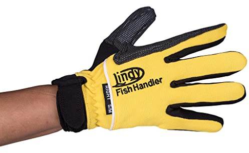 Lindy Fischhandschuh, Größe S/M, Gelb, für Rechtshänder