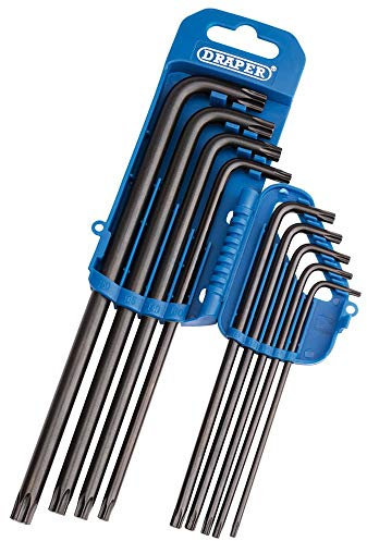 Draper 33748 Extra Long Torx/Tx-Star Allen Key Set, 9 Pieces, Blue