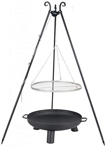 Farmcook Schwenkgrill - Dreibein mit Edelstahl Rost und Feuerschale in 3 verschiedenen Größen (Set mit 70 cm Rost)