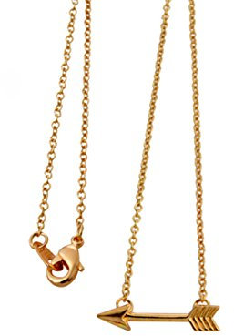 Soulsisters Halskette Pfeil Schmuck in 18k vergoldet mit goldenem Feder Anhänger 40 cm länge