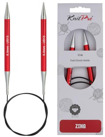 KnitPro K47167 Rundstricknadel, Aluminium, rot, 100cm / 9mm