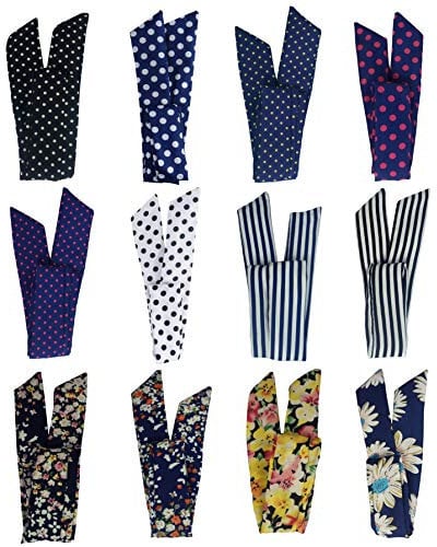 LilMents 12 Mixed Designs Retro Wire Bunny Ears Hair Tie Headband Head Scarf Lot Set (Set ZA)