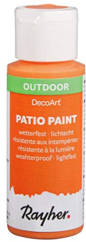 Rayher Hobby Rayher 38610208 Patio Paint, mandarine, Flasche 59 ml, wetterfeste Acrylfarbe für Den Außenbereich, lichtecht, Farbe für Innen und außen, Outdoor-Farbe