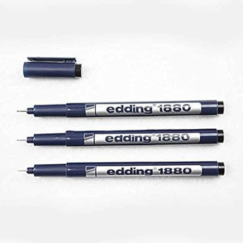 Edding 1880 Pigmentstift, Fineliner, Zeichenstift, 0,1 mm, schwarze Tinte, 3 Stück