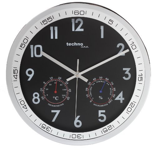 Technoline, WT 7981 Wanduhr, Ø 30cm, silber-schwarz, Metallic