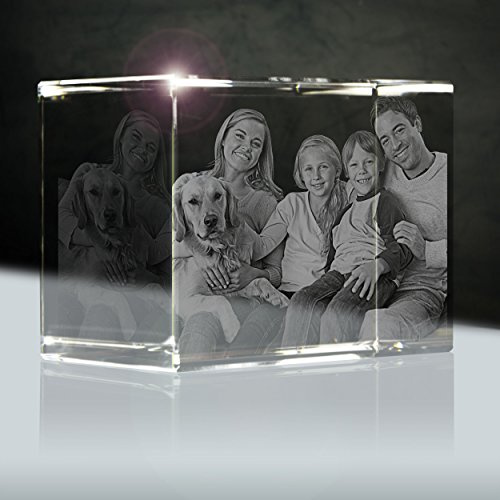 3Dglas Ihr 3D-Foto in Glas | XXL Quader 130mm | 1 bis 6 Personen oder Tiere zB als Geschenk für die Großfamilie