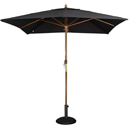 Bolero Parasol carré noir à poulie, 2,5 mètres de diamètre, noir, taille : 2,73(H) x 2,5(W)m, bois dur Nyatoh et polyester hydrofuge, GH990