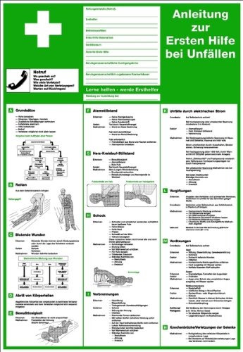 LEMAX® Aushang, Anleitung zur Ersten Hilfe bei Unfällen - verschiedene Sprachen Kunststoff 410x595mm