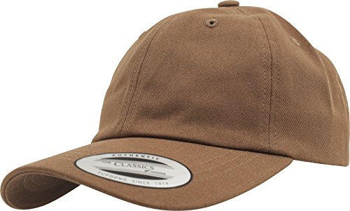Yupoong Flexfit Low Profile Cotton Twill Unisex Dad Hat Cap für Damen und Herren, 6 Panel Baseball Cap unstructured mit Messingverschluss, tan, One Size