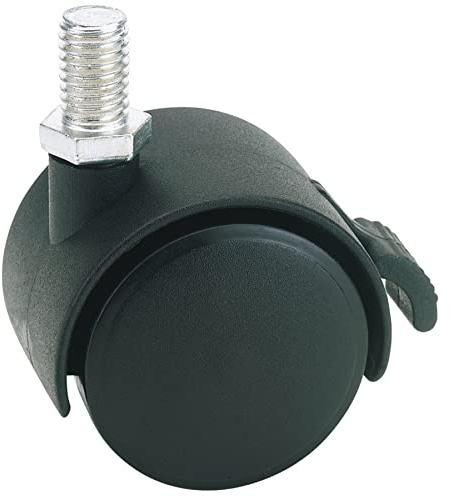Draper 65465 25 kg SWL Twin Nylon Castor with Brake, Black, 40 mm