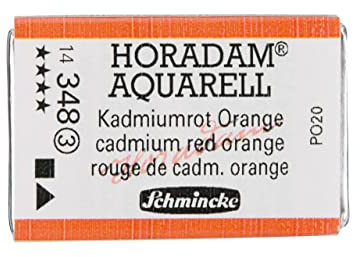 Schmincke 14348043 Watercolor Pans, Cadmium Red Orange, Full Pan