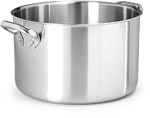 Pentole Agnelli ALIX104ALIN20 Casseruola Alta con 2 Maniglie in acciaio, Trilaminato Alluminio-Acciaio per induzione, 20 cm