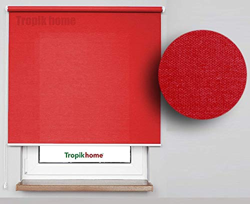 KS Handel 24 FENSTERROLLO 115 cm BREITE 175 cm LANG ROT VERDUNKLUNG 50% SICHTSCHUTZROLLO INKL. SEILZUG Fenster Rollo KLEMMROLLO 115x175