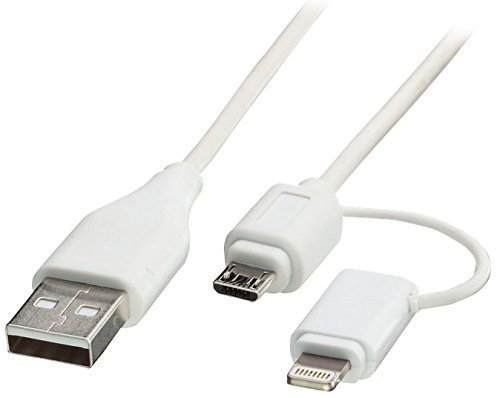 LINDY USB to Micro-B & Lightning Combo Cable, 1m