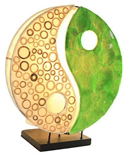 Woru Deko-Leuchte YING YANG, rund, Natur-Material, 30 cm Durchmesser, Stimmungsleuchte, Farbe:grün