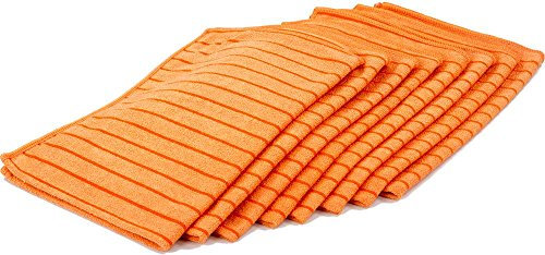 RESPEKT Mikrofaser Geschirrtücher Plus, Trockentücher, Poliertücher, Putztücher und Reinigungstücher für den Haushalt, das Auto UVM. - Mikrofaser Geschirrtücher Set, 60x40 cm (Orange, 8tlg.)