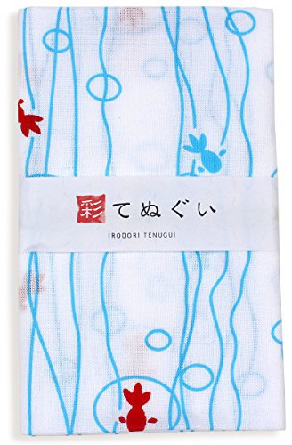 IRODORI Tenugui Japanischer Handtuch, baumwolle, Goldfish (White), Prevent fraying type