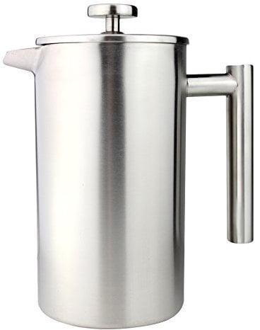 Café Ole CFD-06S 6 Cup Double Walled Straight Sided Cafetiere Coffee Maker, Satin, 800 ml/0.8 Litre