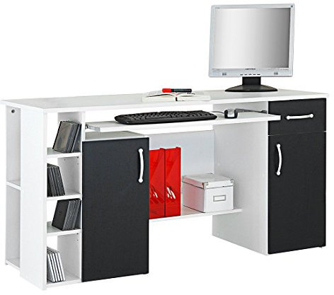 Möbeldesign Team 2000 GmbH Computertisch/Schreibtisch/PC-Tisch in Weiß - Schwarz 4129
