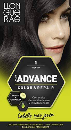 Llongueras Color Advance Tinte Pelo Mujer Coloración Permanente Color Intenso Hasta 5 semanas - Tono 1 Negro