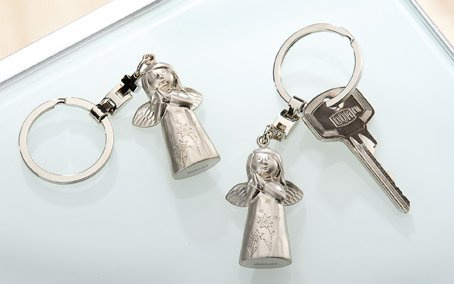GILDE - Schlüsselanhänger aus Metall - Schutzengel  MUTMACHER  - T=1,5cm / B=2,5cm / H=10,5cm