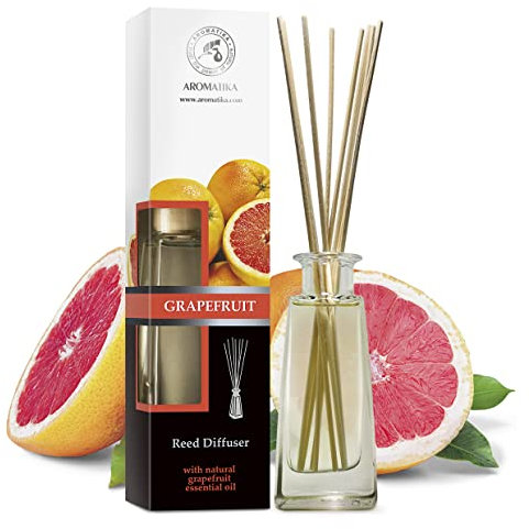 Diffusore Profumato per Ambiente Pompelmo 100ml con 10 Bastoncini di Bambù - Naturale Olio Essenziale Grapefruit - Fragranza Intensa e Duratura - Senza Alcool - Aromatizzatore d'Aria per Interni