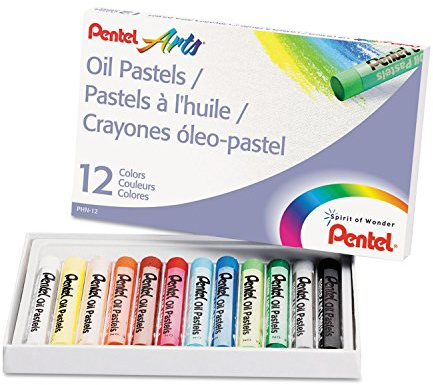 Pentel arts oil pastels - set of 12 assorted colours