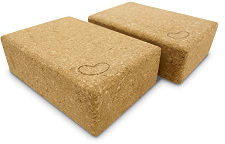 Bean Products Yoga Blocks - 2 Pack, Cork, Standard - 3x6x9 For Yoga, Pilates, Fitness, Body weight exercise.