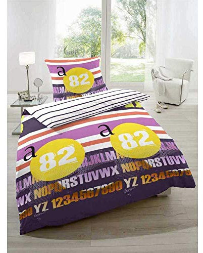 Primera Baumwoll-Bettwäsche (Renforcé) Casual lila-gelb 155x220 + 80x80