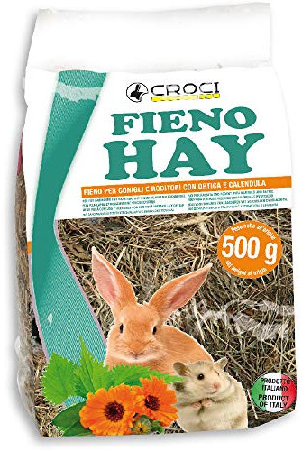 Croci Hay - Fieno con Ortica e Calendula 500g - Alimento per roditori, conigli, criceti, porcellini d'india e piccoli mammiferi - Made in Italy - Alimento complementare per roditori