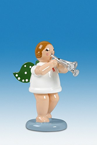 Rudolphs Schatzkiste Holzfigur Engel mit Martinstrompete und Krone Höhe 6cm NEU Holzengel Instrument Seiffen Erzgebirge Figur Dekoration Holzfiguren Weihnachten Fensterschmuck Spielzeug Deko