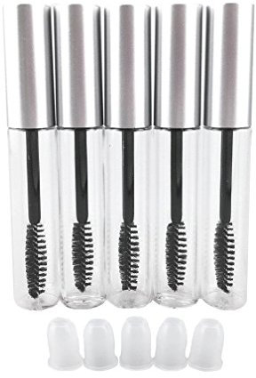 Yueton 5 Stück tragbare Leere Wimpern Mascara Vials Flasche Tube Container mit Pinsel für Reisen und Zuhause