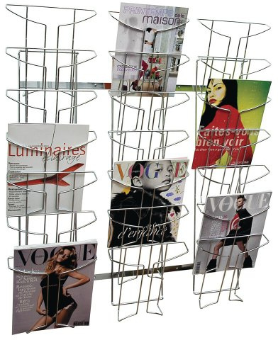 Alba A4 Wall Mounted 7 Tier 21 Pocket Literature Holder - Chrome