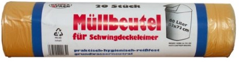 20 Stück Müllbeutel, 60 Liter Mülleimerbeutel Müll Abfall Beutel Abfallbeutel