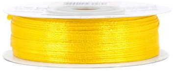 Satinband 3mm x 50m Rolle - FARBAUSWAHL in 3/6/12/18/25/38/50/75/100mm - farbecht & waschbar - Schleifenband für Ostern - Geschenkband zum Verpacken Dekorieren Basteln - Gelb 645