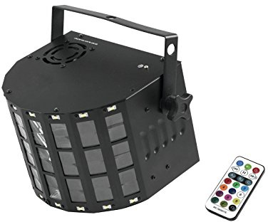 Eurolite LED Mini D-20 Hybrid Strahleneffekt | Handlicher Effekt mit Derby, Strobe und DMX | Ausgestattet mit 4 x 3-W-RGBW-LEDs sowie 16 x 0,5-W-SMD-5730 LEDs in weiß | Mit Fernbedienung