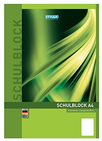 Stylex 40058 Schulblock A4 mit 50 Blatt blanko sortiert
