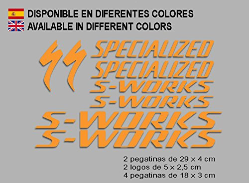 Ecoshirt Aufkleber Sworks S-Works Bike F124 Aufkleber Decals Autocollants Adesivi Orange