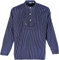 modAS Unisex Fischerhemd Finkenwerder 'H. Mück' - Hemd Seemann Skipper Fischer-Hemd aus Baumwolle breit gestreift in Blau Größe Damen 48 / Herren 54